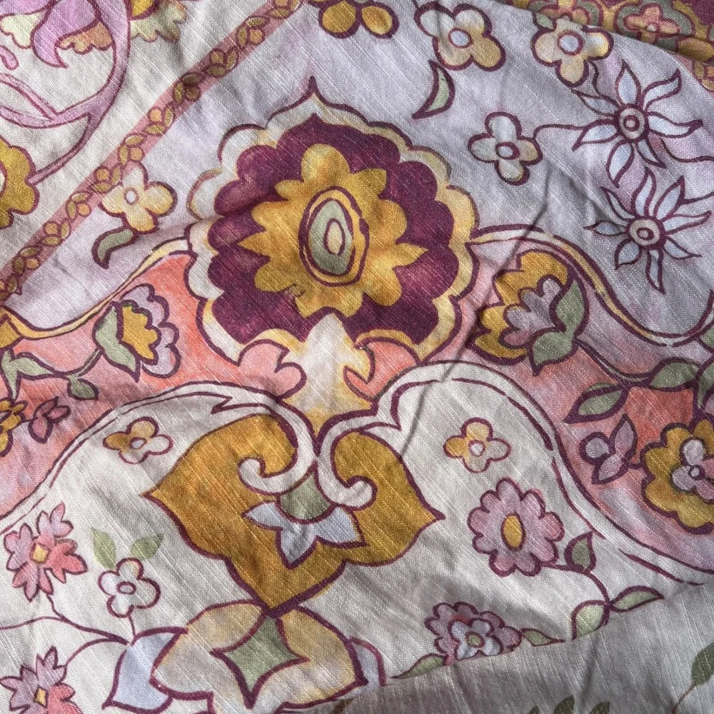 Anthropologie Priyanka Blossom Duvet Cover Queen Organic Cotton Pink Floral Bird